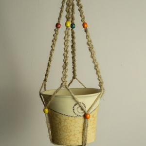  KÜLTÉRI makramé virágtartó , Otthon & Életmód, Virágdekoráció, Virágtartó, Függő virágtartó, Csomózás, MESKA