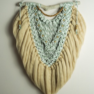 Makramé gyapjú falidísz, Otthon & Életmód, Dekoráció, Fali és függő dekoráció, Falra akasztható dekor, Csomózás, MESKA