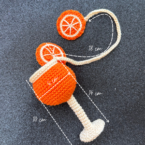 Horgolt Aperol Spritz táskadísz - táska & tok - kulcstartó & táskadísz - táskadísz - Meska.hu