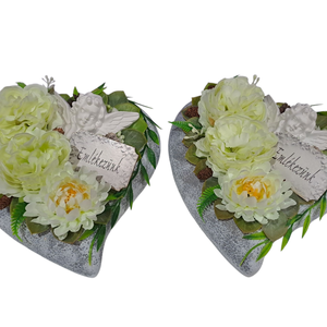 Kőszív angyalkával,krizantémmal - otthon & életmód - vallás - temetkezési tárgy - sírdísz, kegyeleti dísz - Meska.hu