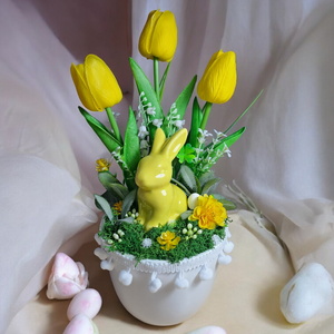 Kerámia kaspóban,kerámia nyuszi, Otthon & Életmód, Dekoráció, Húsvéti asztaldíszek, , MESKA