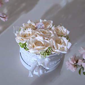 Rózsabox krém rózsákkal, Otthon & Életmód, Dekoráció, Asztal és polc dekoráció, Asztaldísz, , MESKA