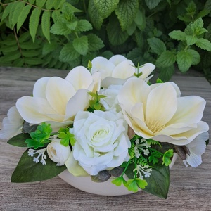 Magnóliás,rózsás tál - otthon & életmód - dekoráció - asztal és polc dekoráció - asztaldísz - Meska.hu