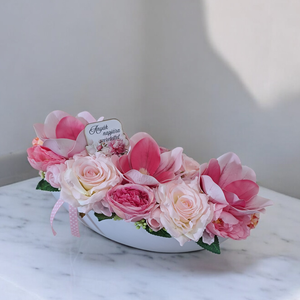 Magnóliák,rózsák csónak kaspóban, Otthon & Életmód, Dekoráció, Asztal és polc dekoráció, Asztaldísz, , MESKA