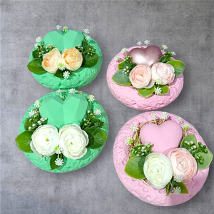 Színes korongban szív - otthon & életmód - virágdekoráció - virágdíszek - asztali virágdísz - Meska.hu