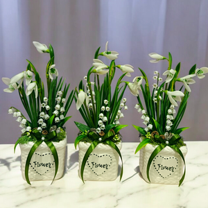 Hóvirágok kaspóban - otthon & életmód - virágdekoráció - virágdíszek - virágdísz kaspóban - Meska.hu