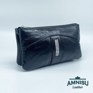 Fekete egyenes swarovski köves női pénztárca G8004 - Meska.hu