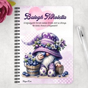 Személyre szabható - Cuki áfonyás manó mintás A6-os füzet - otthon & életmód - papír, írószer - jegyzetfüzet & napló - Meska.hu