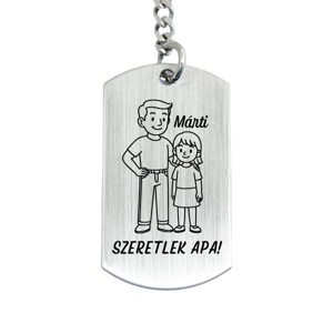 Szeretlek Apa gravírozott acél kulcstartó lánygyermek nevével - Meska.hu