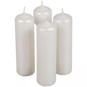 Metál henger gyertya szett 40x140mm - fehér, Kellékek & szerszámok, Dekorációs gyertya, Dekorációs kellékek, , MESKA