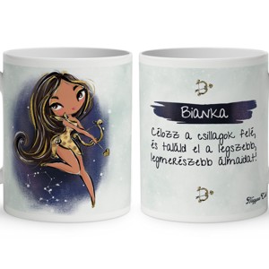 Személyre szabható - Barna hajú Csini Nyilas lány mintás bögre, Otthon & Életmód, Konyhafelszerelés, tálalás, Tálalás, Bögre & Csésze, , MESKA