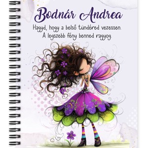 Személyre szabható - Kedves ibolya virágos tündér mintás A5-ös füzet, Otthon & Életmód, Papír, írószer, Jegyzetfüzet & Napló, , MESKA
