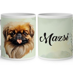 Névvel kérhető - Barna pekingi palotakutya portré mintás bögre, Otthon & Életmód, Konyhafelszerelés, tálalás, Tálalás, Bögre & Csésze, , MESKA