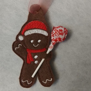 2 db Mézike, Mézeskalács Figura Nyalóka tartó, Karácsonyfadísz Gépi Hímzéssel - Meska.hu