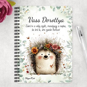 Személyre szabható - A rét mosolygós cukisága, a süni mintás A6-os füzet - otthon & életmód - papír, írószer - jegyzetfüzet & napló - Meska.hu