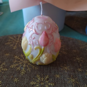 Tulipános tojás gyertya , Kellékek & szerszámok, Dekorációs kellékek, Dekorációs gyertya, Gyertya-, mécseskészítés, MESKA
