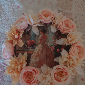 Romantikus ajtódísz, Otthon & Életmód, Dekoráció, Ajtó- és ablak dekoráció, Ajtódísz & Kopogtató, Virágkötés, MESKA