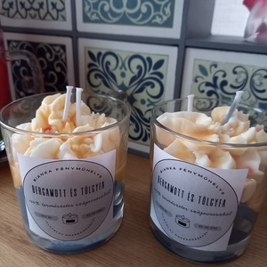 Bergamott és tölgyfa szójaviaszgyertya, Otthon & Életmód, Gyertya, illat, aroma, Gyertya, Gyertya-, mécseskészítés, MESKA