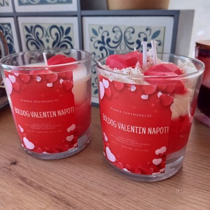 Valentin napi szójaviaszgyertya, Otthon & Életmód, Gyertya, illat, aroma, Gyertya, Gyertya-, mécseskészítés, MESKA