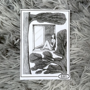 Ablakban ülő lány képeslap, Otthon & Életmód, Papír, írószer, Ajándékozás kellékei, Képeslap, üdvözlőlap, Fotó, grafika, rajz, illusztráció, MESKA