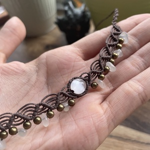 Makramé choker, Ékszer, Nyaklánc, Gyöngyös nyaklánc, Csomózás, MESKA