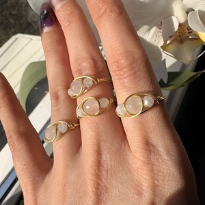 Sárgaréz gyűrű rózsakvarccal és hegyikristállyal � romantikus tavaszi ásványékszer - Meska.hu