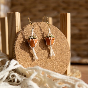 Kövirózsa fülbevaló, Ékszer, Fülbevaló, Lógó fülbevaló, Gyurma, MESKA