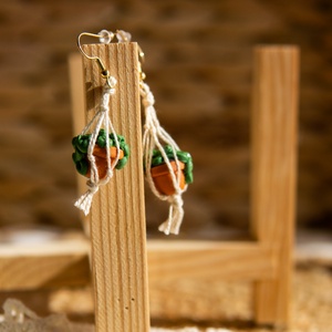 Futó növény fülbevaló cserépben, Ékszer, Fülbevaló, Lógó fülbevaló, Gyurma, MESKA