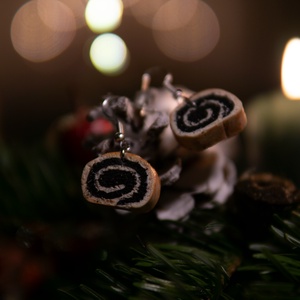 Mákos bejgli fülbevaló, Ékszer, Fülbevaló, Fülékszer, Gyurma, MESKA