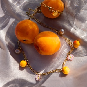 Barackos nemesacél nyaklánc �� - ékszer - nyaklánc - gyöngyös nyaklánc - Meska.hu