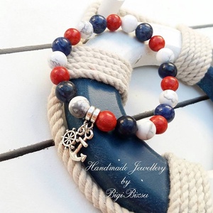 Tengerész karkötő+nyakl�nc ásvány gyöngyből -  - Meska.hu