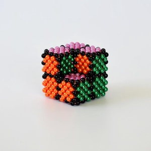 Narancs-lila-zöld csonkolt kocka fekete ráccsal - otthon & életmód - dekoráció - dísztárgy - Meska.hu