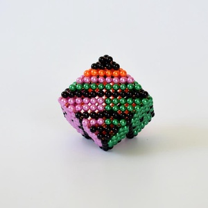 Narancs-lila-zöld csonkolt kocka fekete ráccsal - otthon & életmód - dekoráció - dísztárgy - Meska.hu