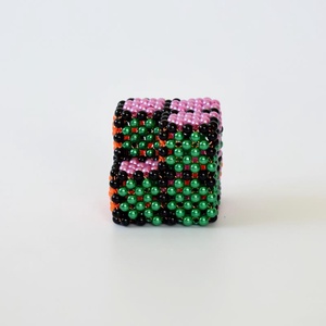 Narancs-lila-zöld csonkolt kocka fekete ráccsal - otthon & életmód - dekoráció - dísztárgy - Meska.hu