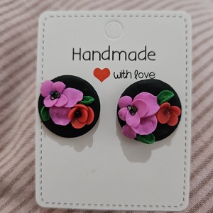 Dia de Muertos hangulatú fülbevaló, Ékszer, Fülbevaló, Pötty fülbevaló, Gyurma, MESKA