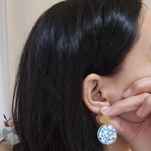 Bubble közepes méretű áttetsző fülbevaló  - ékszer - fülbevaló - lógós kerek fülbevaló - Meska.hu