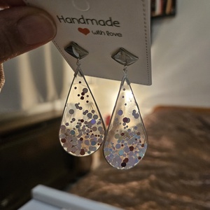 Bubble csepp alakú áttetsző fülbevaló  - ékszer - fülbevaló - lógó csepp fülbevaló - Meska.hu