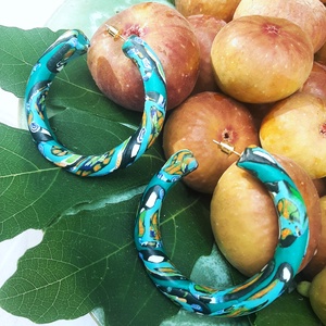 Millefiori mintás karika fülbevaló, Ékszer, Fülbevaló, Karika fülbevaló, Ékszerkészítés, Gyurma, MESKA