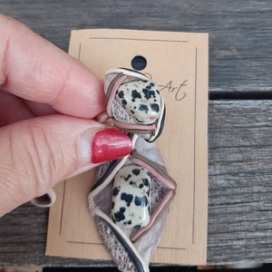 Féldrágaköves ékszergarnitúra: medál és gyűrű pöttyös jáspissal - Meska.hu