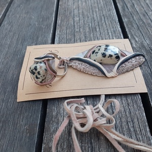 Féldrágaköves ékszergarnitúra: medál és gyűrű pöttyös jáspissal - ékszer - ékszerszett - Meska.hu