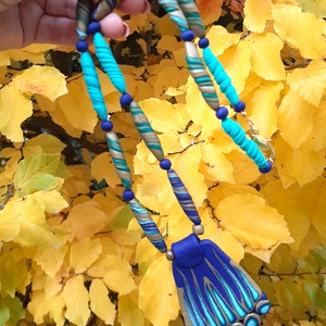 Millefiori Pávaminta nyaklánc Nr. 1.: alul pávaszemes - ékszer - nyaklánc - statement nyaklánc - Meska.hu