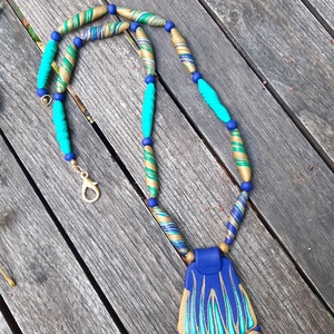 Millefiori Pávaminta nyaklánc Nr. 1.: alul pávaszemes - ékszer - nyaklánc - statement nyaklánc - Meska.hu