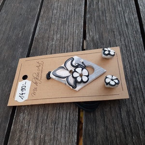 Fekete-fehér ékszergarnitúra: medál és fülbevaló - ékszer - ékszerszett - Meska.hu