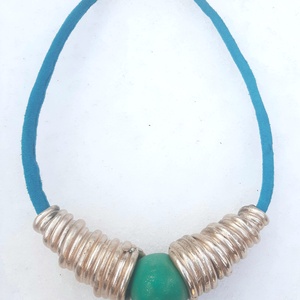 Arany-türkíz tölcséres-nagy golyós lánc - Meska.hu