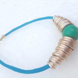 Arany-türkíz tölcséres-nagy golyós lánc - ékszer - nyaklánc - statement nyaklánc - Meska.hu