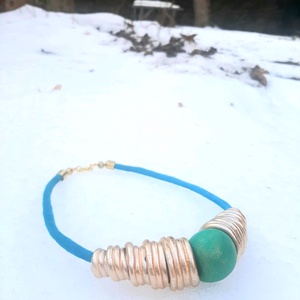 Arany-türkíz tölcséres-nagy golyós lánc - ékszer - nyaklánc - statement nyaklánc - Meska.hu