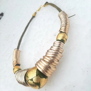 Arany tölcséres-nagy golyós lánc, aranyfüsttel - ékszer - nyaklánc - statement nyaklánc - Meska.hu