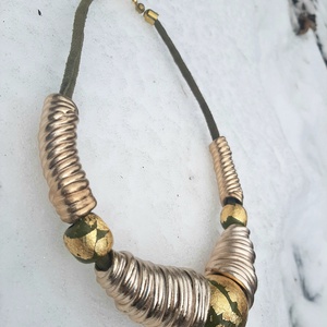 Arany tölcséres-nagy golyós lánc, aranyfüsttel - ékszer - nyaklánc - statement nyaklánc - Meska.hu