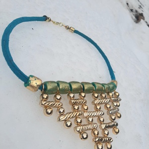 Arany, galvanizált partedli nyakék - ékszer - nyaklánc - statement nyaklánc - Meska.hu