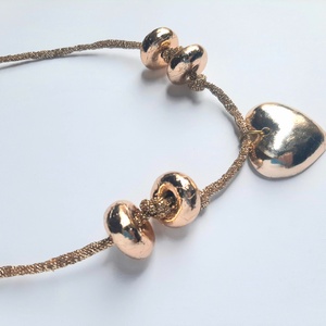  Arany szív medál ünnepi arany zsinóron - ékszer - nyaklánc - statement nyaklánc - Meska.hu